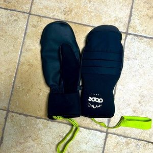 Black Mittens with Neon Green Accents